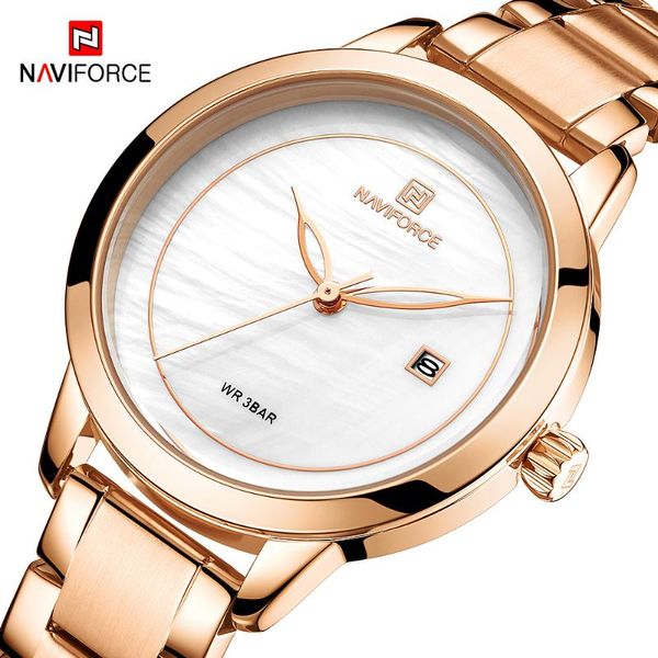 

wristwatches naviforce luxury rose gold women watch fashion wrist for ladies waterproof wristwatch casual relogio feminino, Slivery;brown