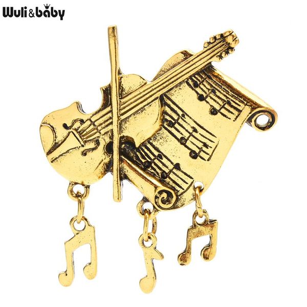 

pins, brooches wuli&baby vintage violin music note brooch pins musician stuendent jewelry gift coat accessory, Gray