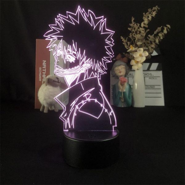 

novelty lighting 3d night light alarm clock base lamp 7 color directly supply my hero academia dabi japanese anime manga dropship present ch
