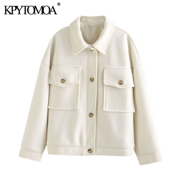 

women fashion with pockets oversized woolen jacket coat vintage long sleeve button-up female outerwear chic 210416, Black;brown