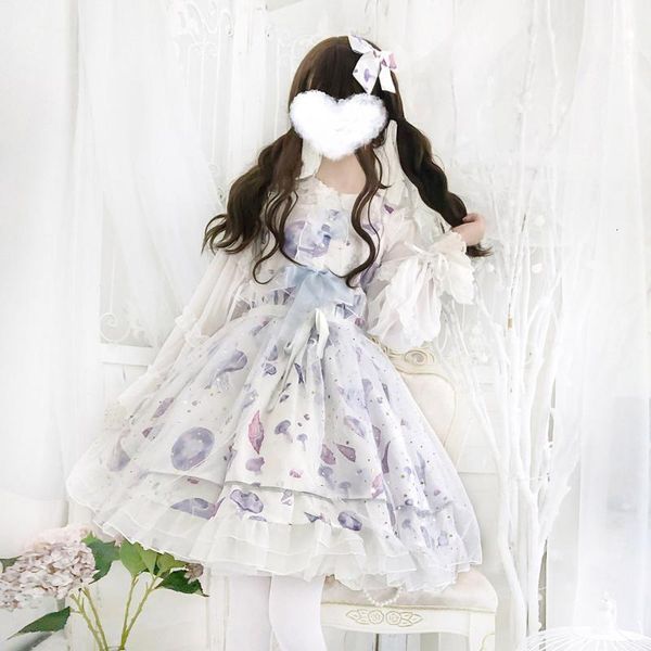 

casual dresses sea moon jellyfish jsk strap lolita style lace bow girl high waist women 5egd, Black;gray