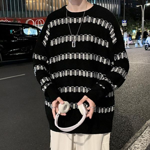 

men's sweaters handsome fasion male/men's sweater autumn winter pullover jumper long sleeve o-neck color block knitted, White;black