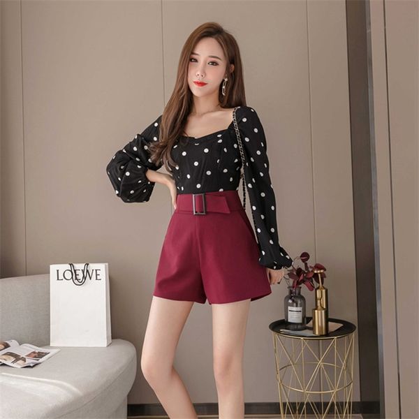

autumn winter women's shorts korean style solid color high waist straight wide leg loose and thin wild ll636 210506, White;black