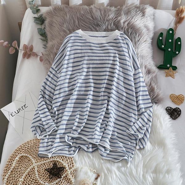 

women's sweaters thin lightweight knitted women sweater and pullovers 2021 autumn loose casual all match female pulls outwear, White;black