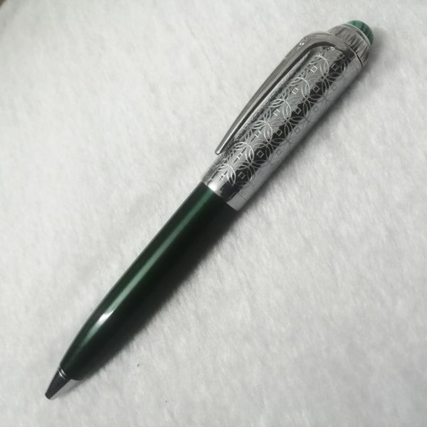 

giftpen dark green pen holder silver cap with text logo dent copper coin pattern streamline jewel french brand pens gift, Blue;orange