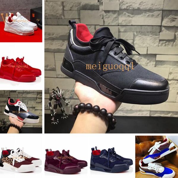 

originals box new designer men's aurelien sneakers flat with outdoor sports leisure flats luxury man red bottom sneaker, Black