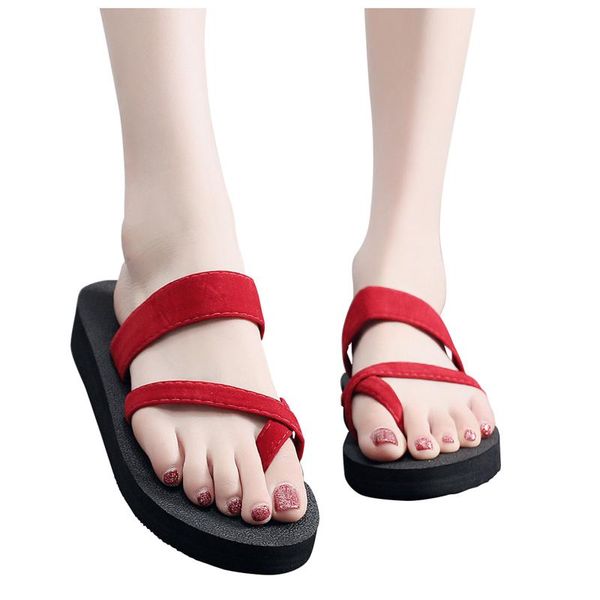 

slippers jaycosin women's fashion platforms wedge cross flip flops ladies slip on beach shoes chanclas summer for women, Black