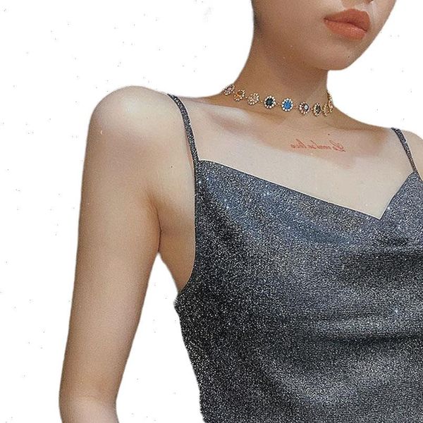 

fashion womenÂ´s sleeveless womens tanks backless slim fit sling bottoming glitter camis, White