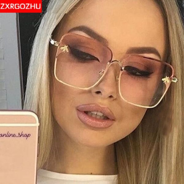 

sunglasses oversized square bee women designer metal frame outdoor sun glasses uv400 driving feminino, White;black