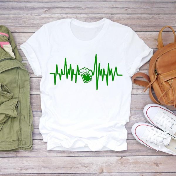 

women 90s cartoon beer funny love cute graphic female tee t-shirt short sleeve clothes lady t-shirts womens t shirt women's, White