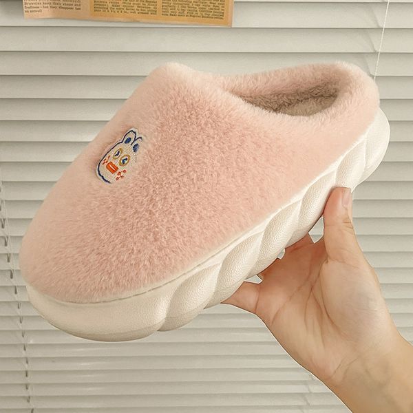 

eva thick sole cotton slippers female autumn and winter lovely cartoon home indoor warm cotton slippers plush month shoes female, Black