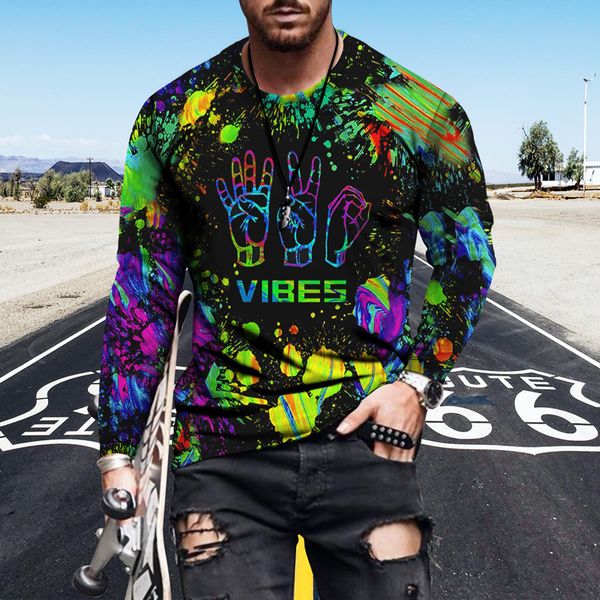 

22 styles gradient flame dots sweatshirt gothic boys printing fashion hiphop mens sweatshirts with gradient long sleeves wholesale, Black