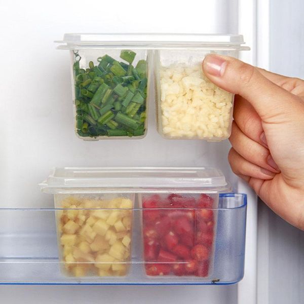 

2pcs/set scallion garlic box plastic boxes organizer kitchen container storage refrigerator bottles & jars