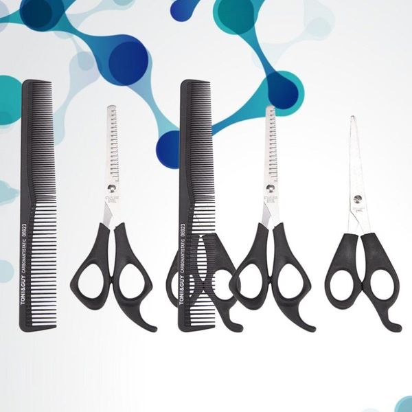 

hair scissors 2 sets of hairdressing scissor teeth flat comb cutting black