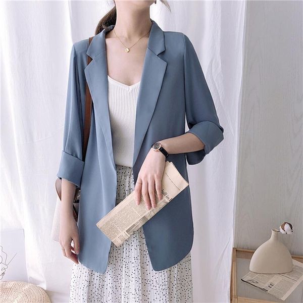 

summer women's slim blazers fashion casual long thin chiffon suit jacket female cardigans sunscreen clothing suits &, White;black
