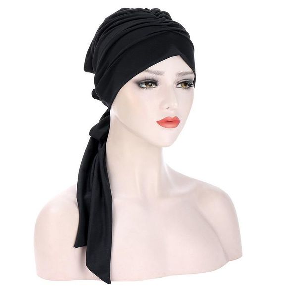 

beanie/skull caps hijabs hats for women fashion multifunction solid crystal long tail bow scarf hat multicolor chemotherapy 204, Blue;gray