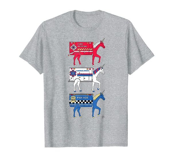 

emergency responder unicorns t-shirt, White;black