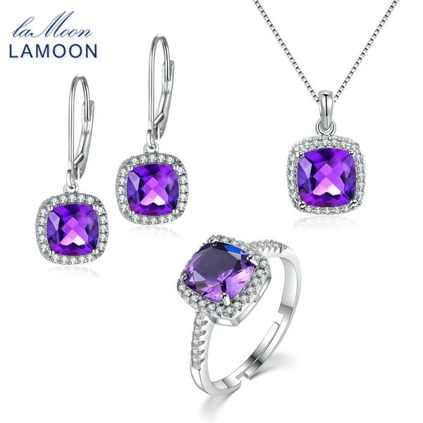 

100% natural purple amethyst 925 sterling silver jewelry set s925 for women v001-2 bracelet, earrings & necklace, Black