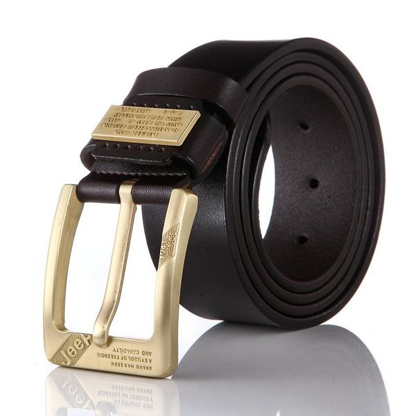 

belts men's fashion luxury vintage pure cow leather belt male casual pin buckle jeans for men 110-125cm, Black;brown