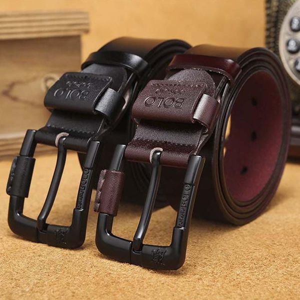

belts 2021 genuine leather belt for men business suit/ jeans 3.8cm width 125cm length can be cut 110-125cm, Black;brown