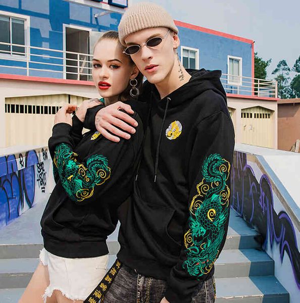 

men's hoodies & sweatshirts casual hoodie of hip hop street men embroidered high-quality men's sweaters/women sweater male, Black