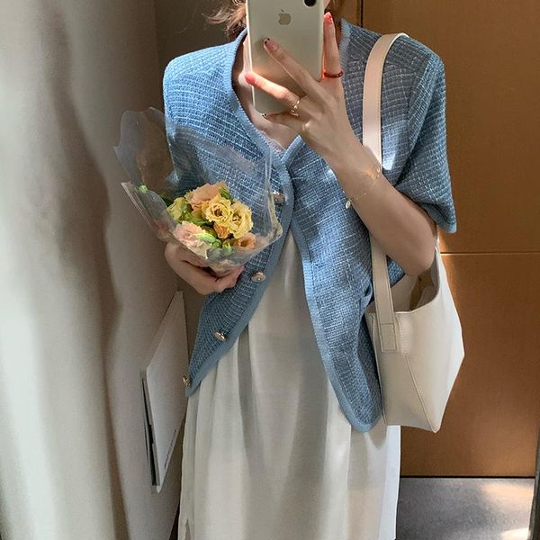 

women summer short sleeve chic coat 6875# women's jackets, Black;brown