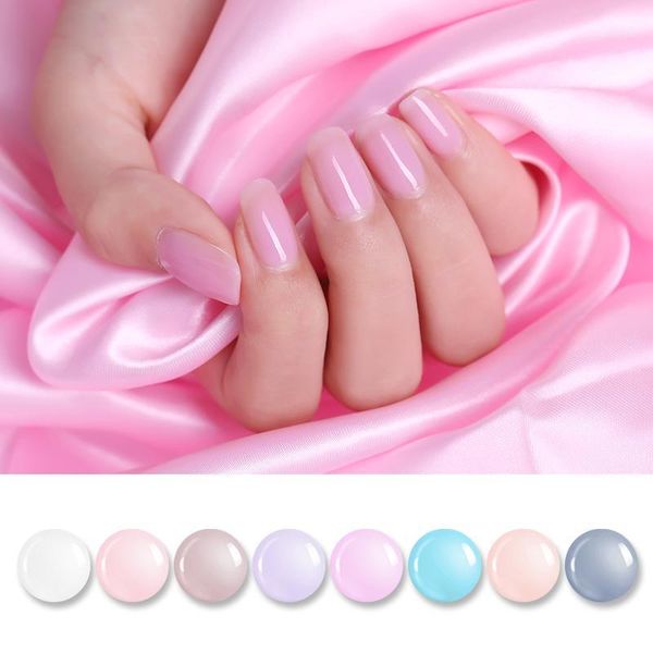 

pretty jelly color nail polish 6ml translucent pink art varnish manicure 8 colors1