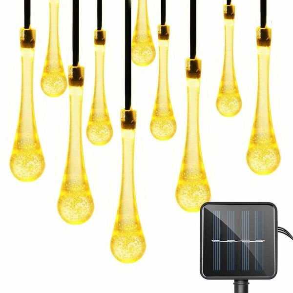

20m 200 led solar water drop fairy string light garden party xmas decor - white