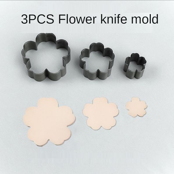3 pcs flor forma de couro faca molde de couro corte die soco ferramenta ferramenta perfurador de perfurador de papel cortador de papel morre panela de bolo