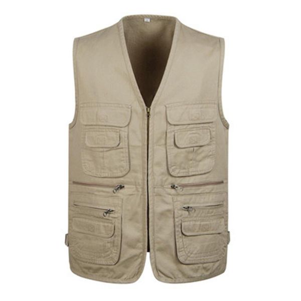 

men's vests autumn vest men casual pure cotton v neck sleeveless jacket gilet homme male with many pockets plus size -5xl, Black;white