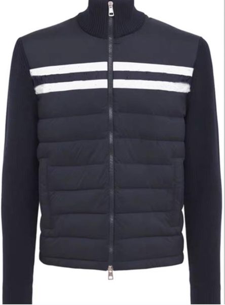 

men down sweatshirts quilted cardigan designer male wool nylon outwear, Black