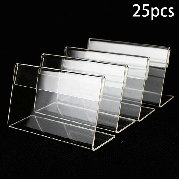 

frames 25pcs 6*4cm acrylic l-shaped price tag display holder rack label stands tool