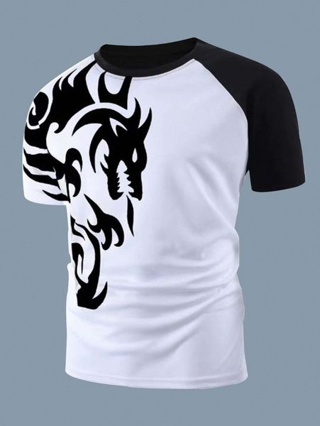 

men animal print color-block tee f4ez#, White;black