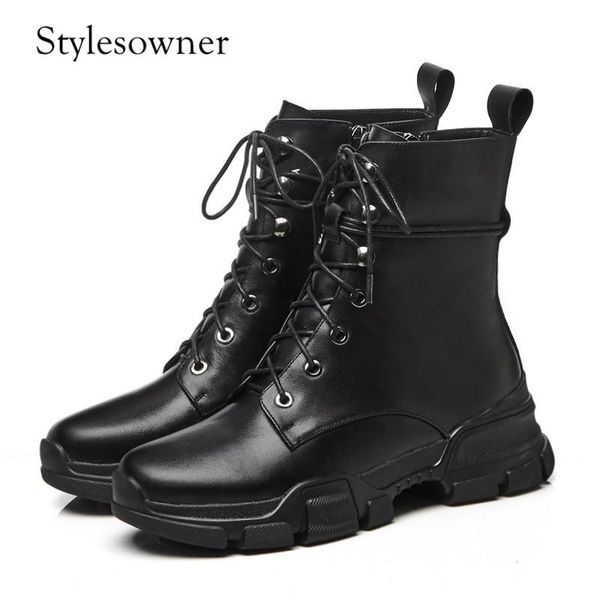 

boots stylesowner euramerican style fashion leisure winter short with platform 5cm black color all-match lace-up zipper