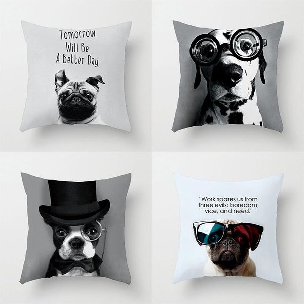 

original simple glasses dog polyester home decoration sofa pillowcover seat cushion cover cute pet car office bedroom pillowcase cushion/dec