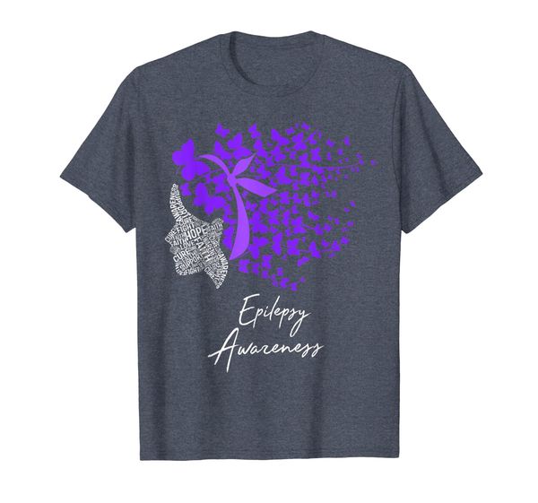 

epilepsy awareness shirt purple butterflies tshirt, White;black
