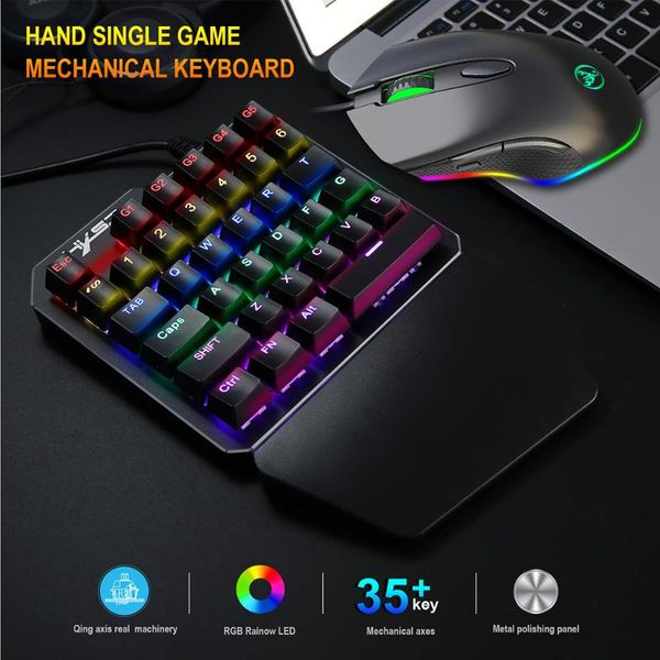 

keyboards wired gaming keypad with led backlight 35 keys one-handed membrane keyboard for professional gamers