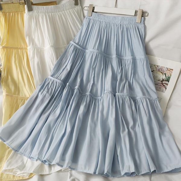 

skirts 2021 spring high waist skirt women's solid color a-line, Black