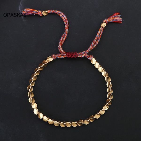 

charm bracelets tibetan copper bead handmade braided adjustable colorful thread beaded bracelet vl, Golden;silver