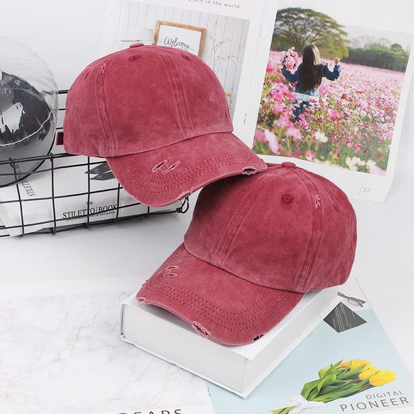

caps fashion cap autumn women's hole ponytail baseball washable cotton adjustable summer sun hat, Blue;gray