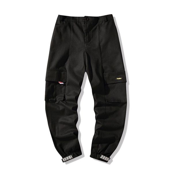 

zhuzunzhe 2021 spring and summer large size multi-pocket tooling harem beam feet pants men's casual, Black