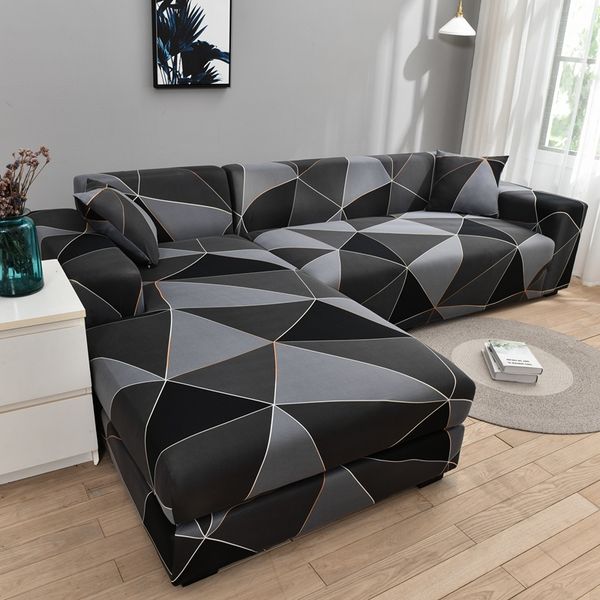 

square lattice printed l shape sofa covers for living room sofa protector anti-dust elastic stretch covers for corner sofa cover