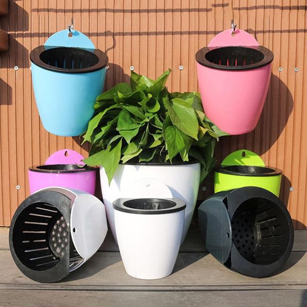 

planters & pots self watering flower pot wall hanging resin plastic planter durable for garden balcony plants mini potted