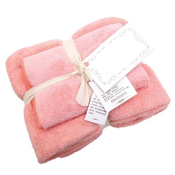 

2pcs coral velvet microfiber water absorbent bath towel set quick dry blanket hx5a