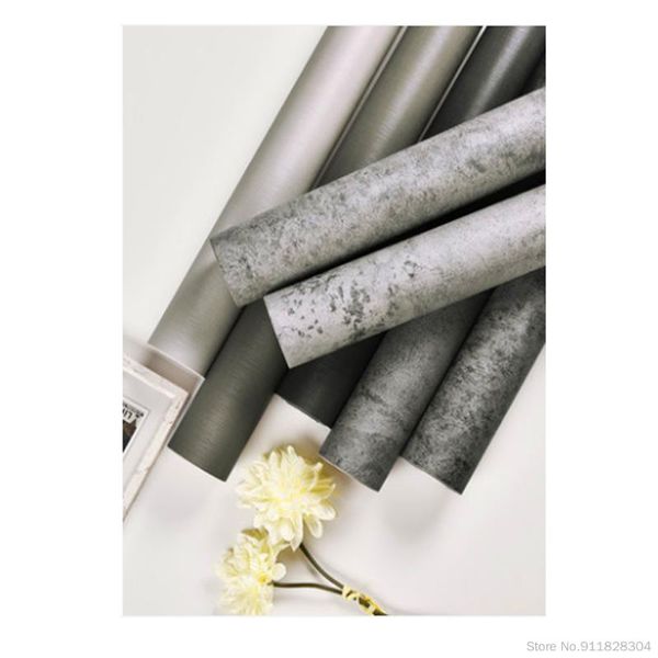 

wallpapers 3m/6m retro cement gray selfadhesive wallpaper waterproof dormitory restaurant cafe bedroom living room for home decoration