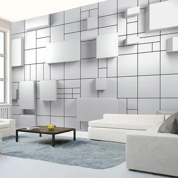 

wallpapers custom po modern design home decoration wall painting 3d stereoscopic white geometric brick nordic large mural wallpaper