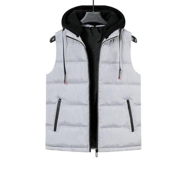 

men's vests vest jacket casual winter sleeveless hooded warm down, Black;white