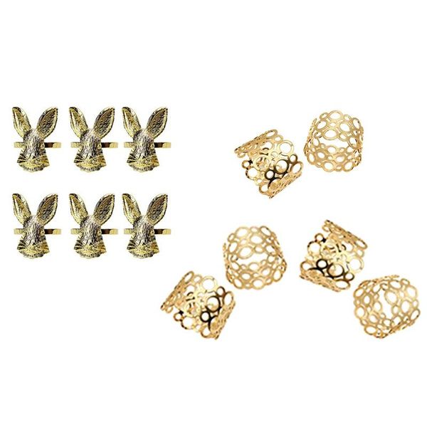 

napkin rings 12 pcs gold holder for easter wedding family table decoration, 6 head & hollow round