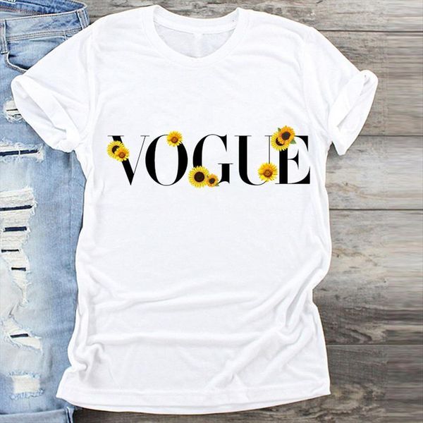 

printing floral sunflower letter trend womens t shirts 90s clothing print clothes graphic ladies female tshirts tee, White