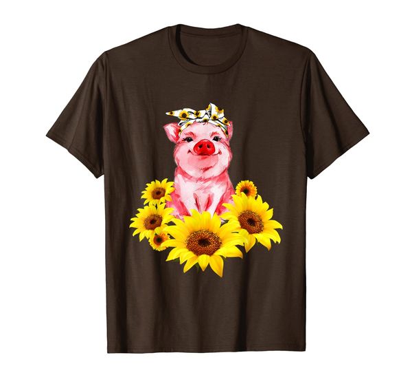 

pig with sunflower turban lovely t-shirt gift for women, White;black